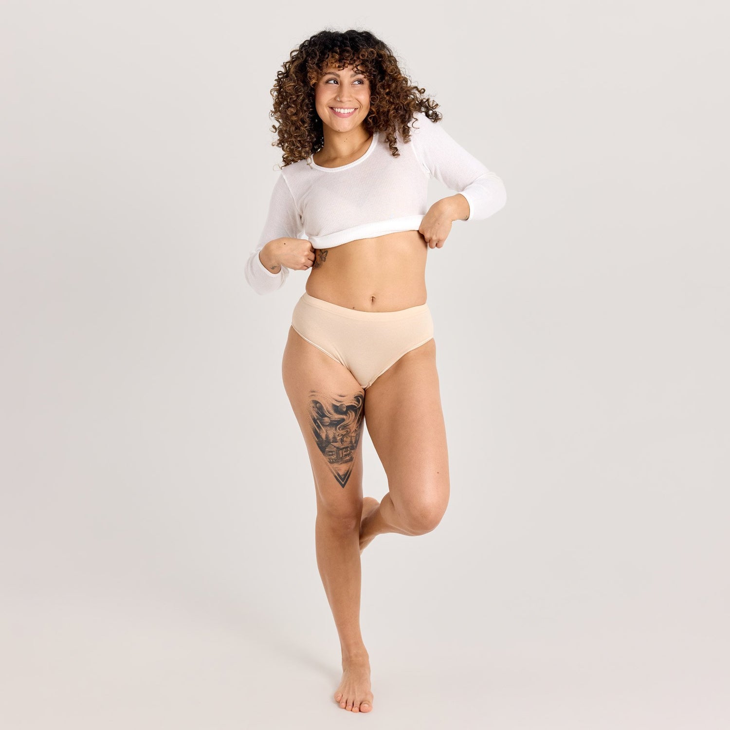 MIDI naisten alushousut puuvilla, beige