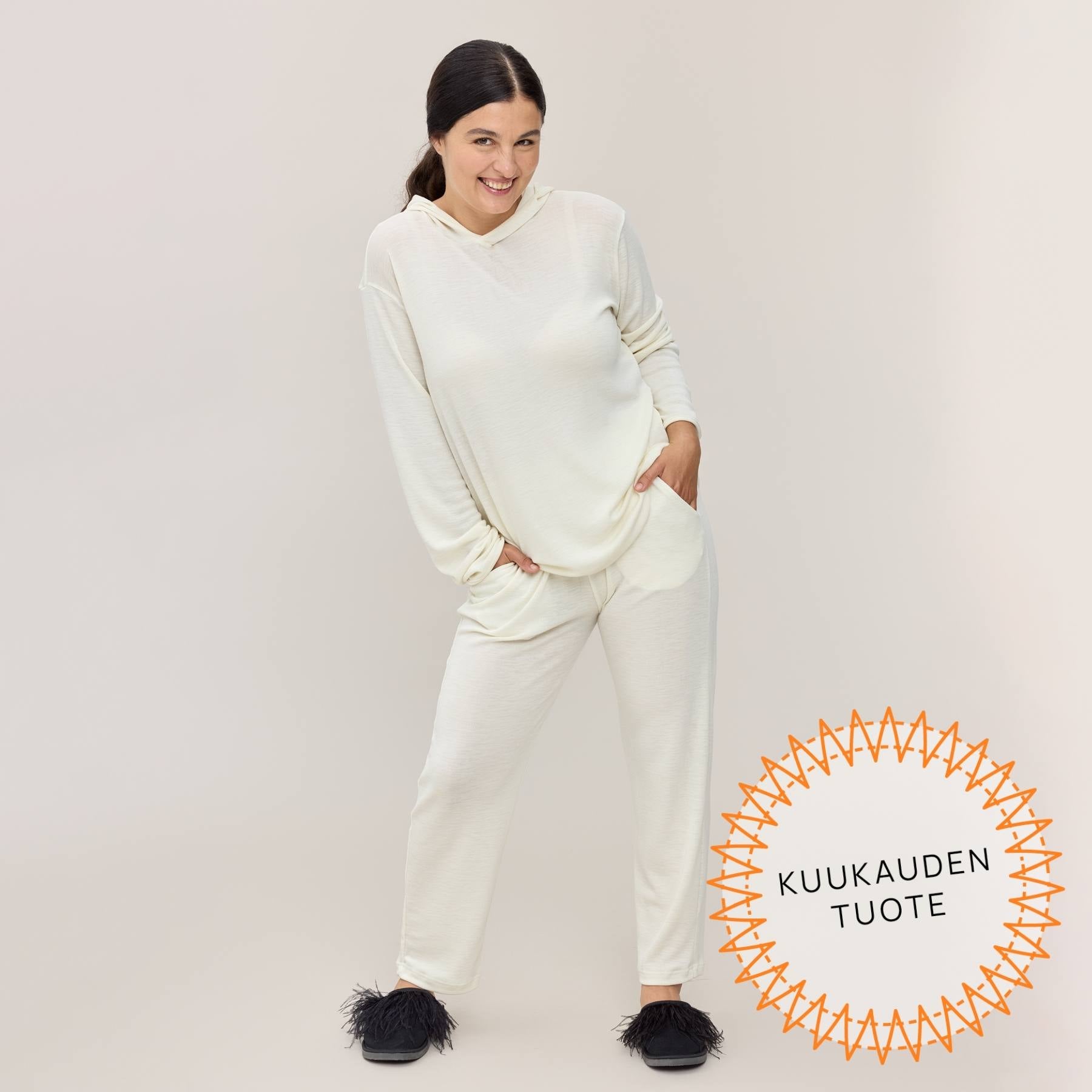 Luonnonvalkoinen unisex huppari.