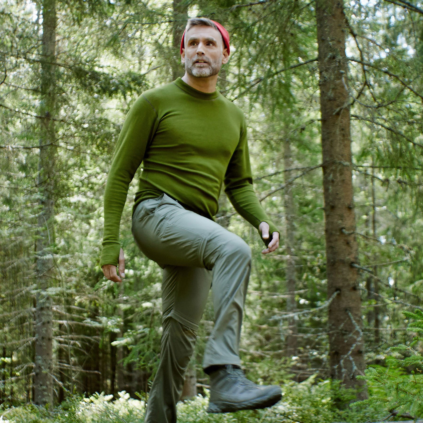 Miesten merinovilla metsä pitkähihainen paita