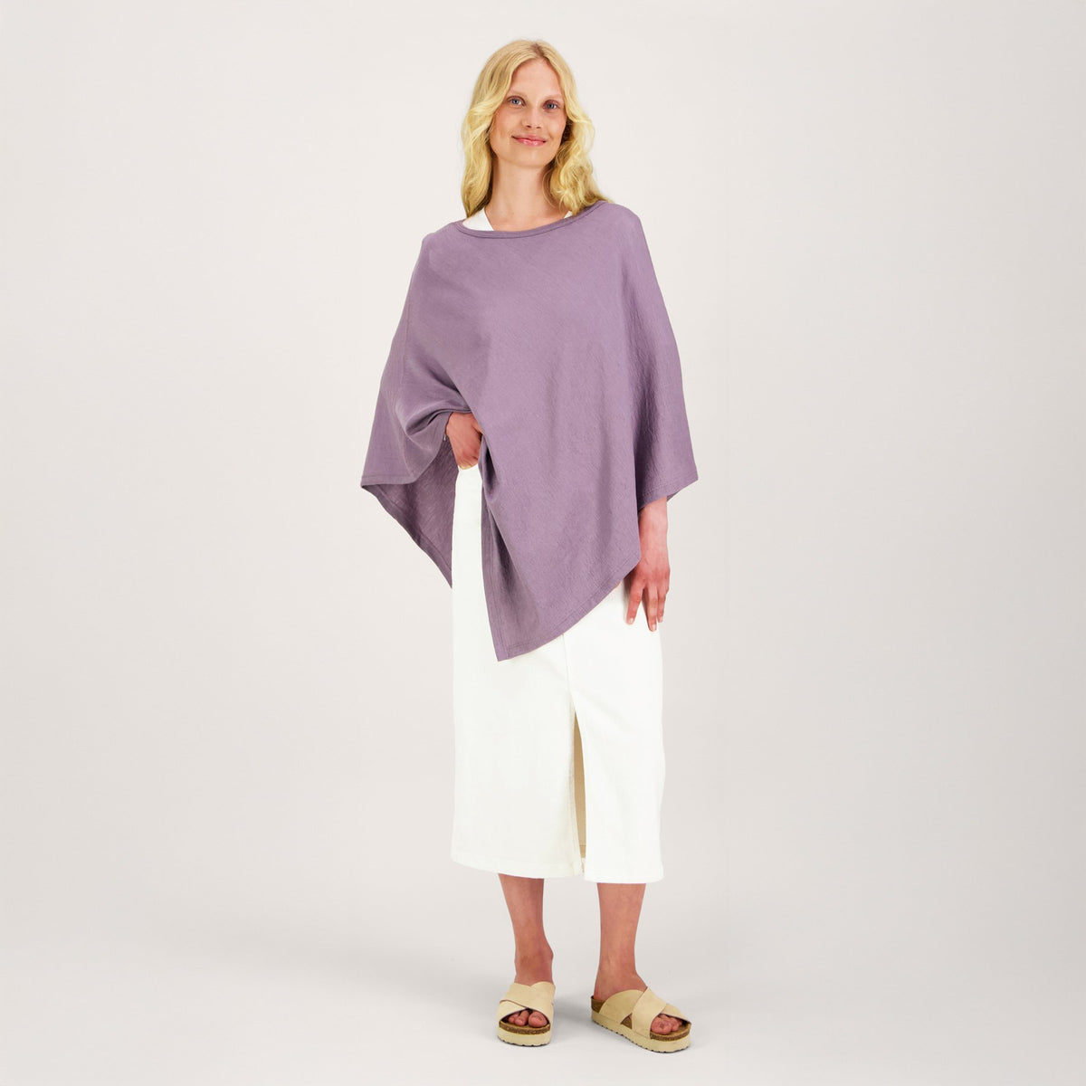 KLASSIKKO poncho merinosilkkiä, laventeli