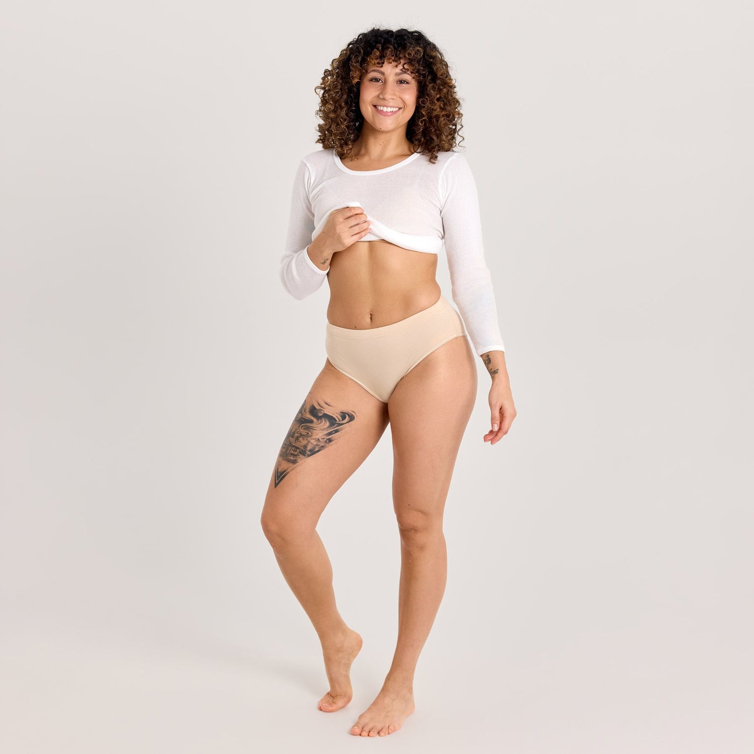 MIDI naisten alushousut puuvilla, beige
