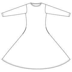 Kellomekon piirroskuva, mistä näkee millainen mekko on.